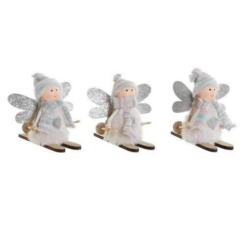 Božićni ukras DKD Home Decor Bijela Siva Vila 12 x 8 x 10 cm (3 kom.) Cijena