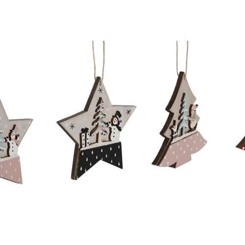 Decorațiune Suspendată DKD Home Decor Crvena Roza Drvo 23 x 1,5 x 9 cm (6 Dijelovi) (4 kom.) Cijena