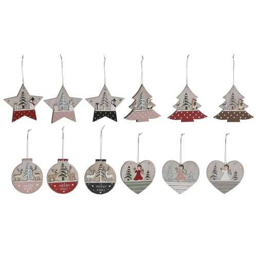 Decorațiune Suspendată DKD Home Decor Crvena Roza Drvo 23 x 1,5 x 9 cm (6 Dijelovi) (4 kom.) Cijena