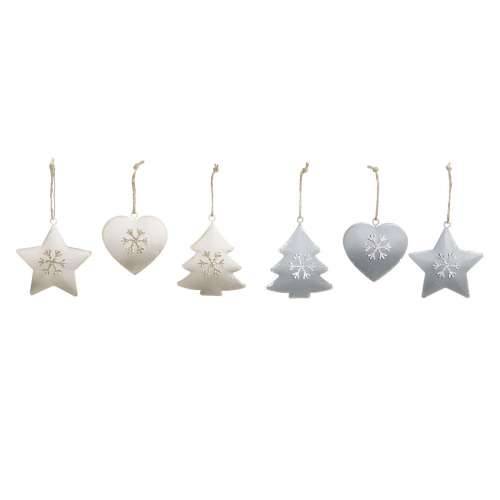 Decorațiune Suspendată DKD Home Decor Bijela Siva Metal 7 x 2 x 7 cm (6 Dijelovi) (2 kom.) Cijena