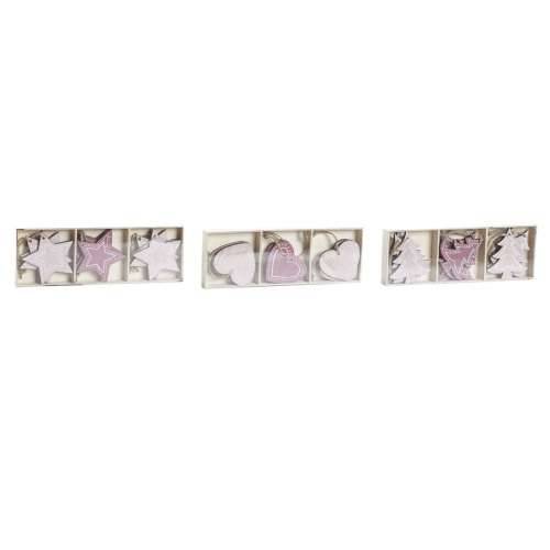 Decorațiune Suspendată DKD Home Decor Roza Svetlo roza Drvo 6,5 x 1 x 6,5 cm (9 Dijelovi) (3 kom.) Cijena