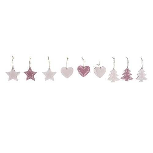 Decorațiune Suspendată DKD Home Decor Roza Svetlo roza Drvo 6,5 x 1 x 6,5 cm (9 Dijelovi) (3 kom.) Cijena