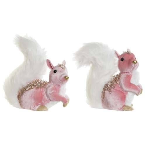 Božićni ukras DKD Home Decor Bijela Roza Vjeverica 20 x 11 x 22 cm (2 kom.) Cijena