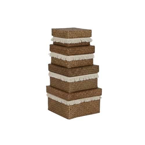 Set košara Home ESPRIT Bijela Prirodno Prirodno vlakno Boho Istrošeno (4 Dijelovi) Cijena