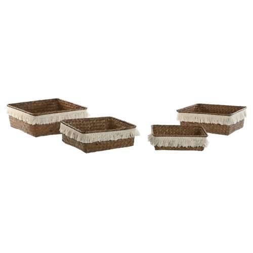 Set košara Home ESPRIT Bijela Prirodno Prirodno vlakno Boho Istrošeno (4 Dijelovi) Cijena