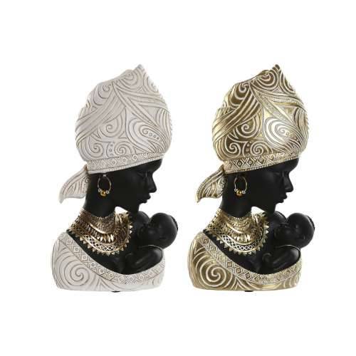 Ukrasna figura Home ESPRIT Bijela Crna zlatan Afrikanka 15 x 9 x 25 cm (2 kom.) Cijena