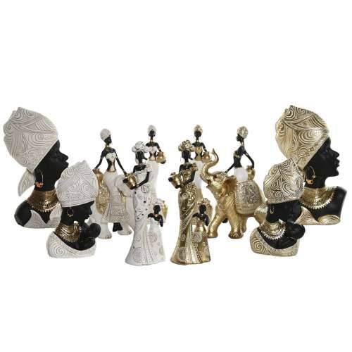 Ukrasna figura Home ESPRIT Bijela Crna zlatan Afrikanka 15 x 9 x 25 cm (2 kom.) Cijena