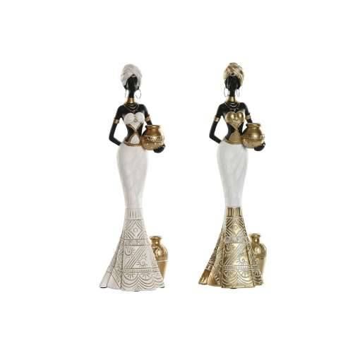 Ukrasna figura Home ESPRIT Bijela Crna zlatan Afrikanka 9,5 x 7,5 x 31 cm (2 kom.) Cijena