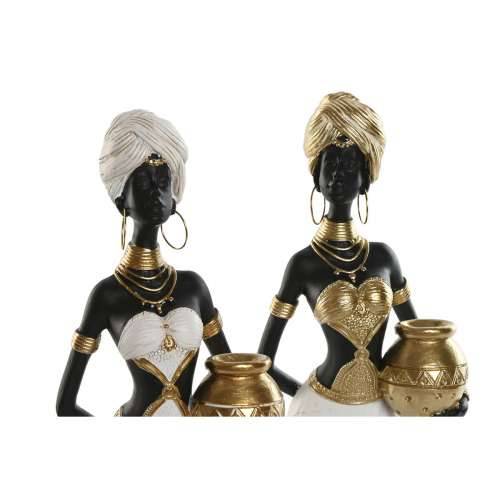 Ukrasna figura Home ESPRIT Bijela Crna zlatan Afrikanka 9,5 x 7,5 x 31 cm (2 kom.) Cijena