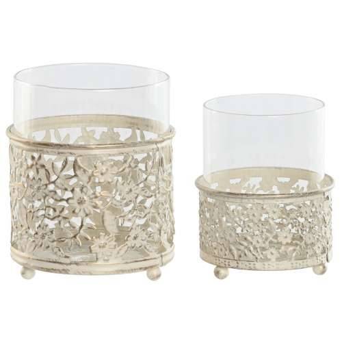 Svijećnjak Home ESPRIT Krema Metal Kristal 11 x 11 x 13 cm (2 kom.) Cijena