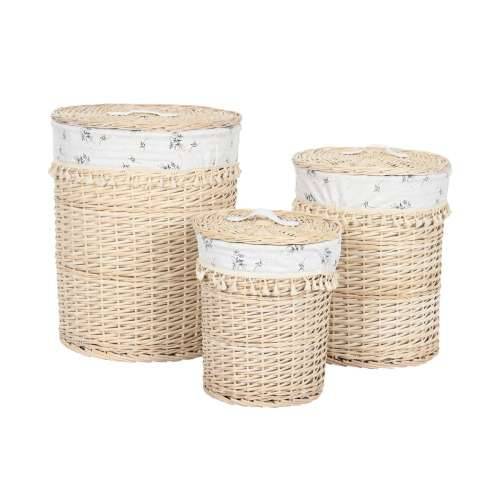 Košara za prljavo rublje Home ESPRIT Prirodno ispleten od pruća Shabby Chic 45 x 45 x 55 cm 3 Dijelovi Cijena