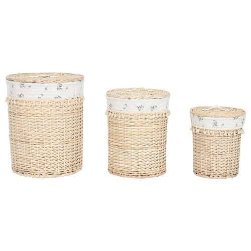 Košara za prljavo rublje Home ESPRIT Prirodno ispleten od pruća Shabby Chic 45 x 45 x 55 cm 3 Dijelovi Cijena