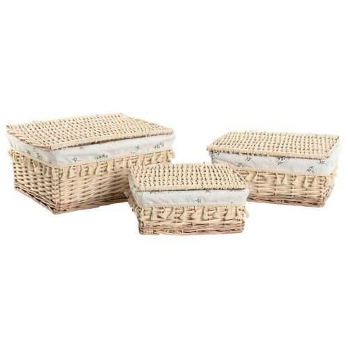 Košara za prljavo rublje Home ESPRIT Prirodno ispleten od pruća Shabby Chic 42 x 33 x 20 cm 3 Dijelovi Cijena