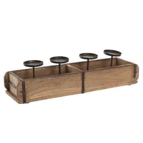 Svijećnjak Home ESPRIT Prirodno Željezo Tikovina 60 x 15 x 14 cm Cijena