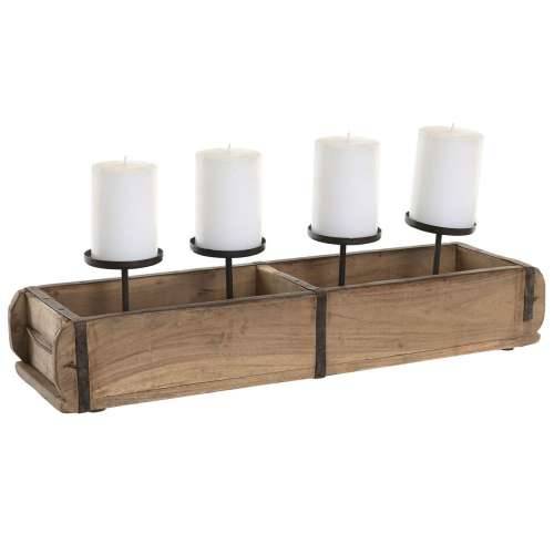 Svijećnjak Home ESPRIT Prirodno Željezo Tikovina 60 x 15 x 14 cm Cijena