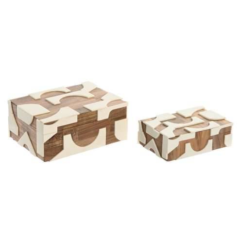 Kutija za nakit Home ESPRIT Crna Prirodno Smola Drvo akacije 18 x 13 x 7,5 cm (2 Dijelovi) Cijena