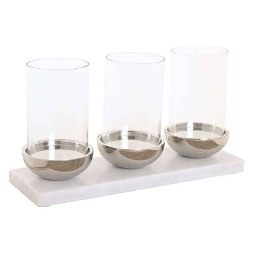 Svijećnjak Home ESPRIT Bijela Srebrna Kristal Mramor 40 x 13 x 22 cm Cijena