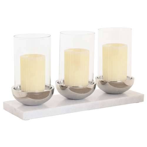 Svijećnjak Home ESPRIT Bijela Srebrna Kristal Mramor 40 x 13 x 22 cm Cijena