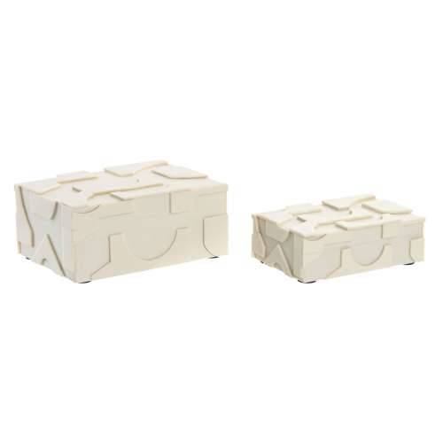 Kutija za nakit Home ESPRIT Bijela Smola Kost 18 x 13 x 7,5 cm (2 Dijelovi) Cijena