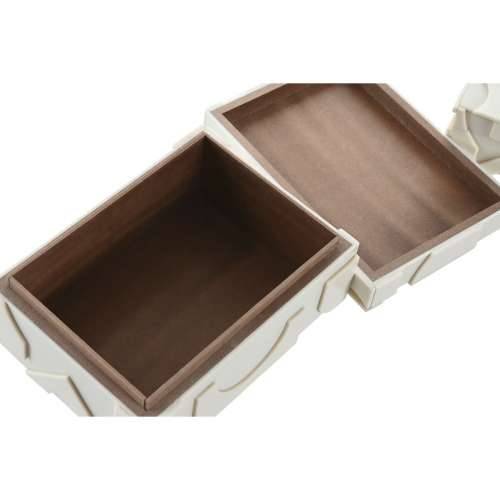 Kutija za nakit Home ESPRIT Bijela Smola Kost 18 x 13 x 7,5 cm (2 Dijelovi) Cijena