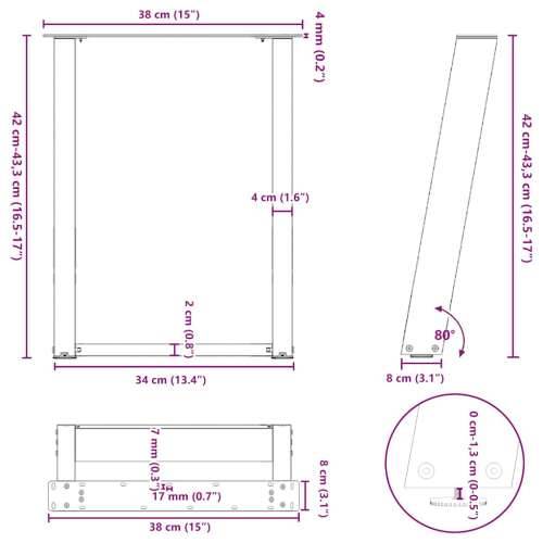 Noge za klub stolić U-oblik 2 kom Prirodni čelik 38 x (42-43) cm Čelik - Prirodna 38 x (42-43) cm 1 Cijena