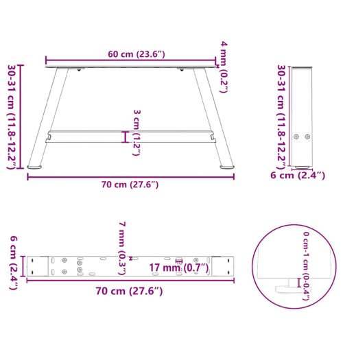 Noge za klub stolić A-oblika 2 kom 70 x (30-31) cm čelik - Prirodna 70 x (30-31) cm 2 1 Cijena
