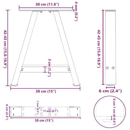 Noge za klub stolić A-oblika 2 kom 38 x (42-43) cm čelik - Prirodna 38 x (42-43) cm 2 1 Cijena