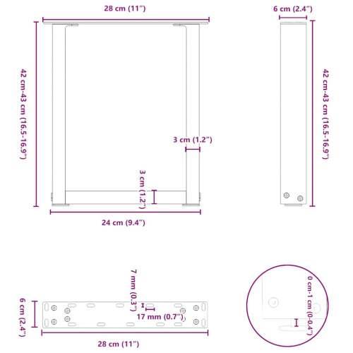 Noge za klub stolić U-oblik 2 kom Prirodni čelik 28 x (42-43) cm Čelik - Prirodna 28 x (42-43) cm 2 1 Cijena