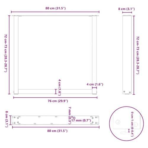Noge za blagovaonski stol U-oblik 2 kom Prirodni čelik 80 x (72-73) cm Čelik - Prirodna 80 x (72-73) cm 2 1 Cijena
