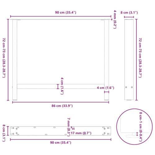 Noge za blagovaonski stol Prirodni čelik 2 kom 90 x (72-73) cm Čelik - Prirodna 90 x (72-73) cm 2 1 Cijena