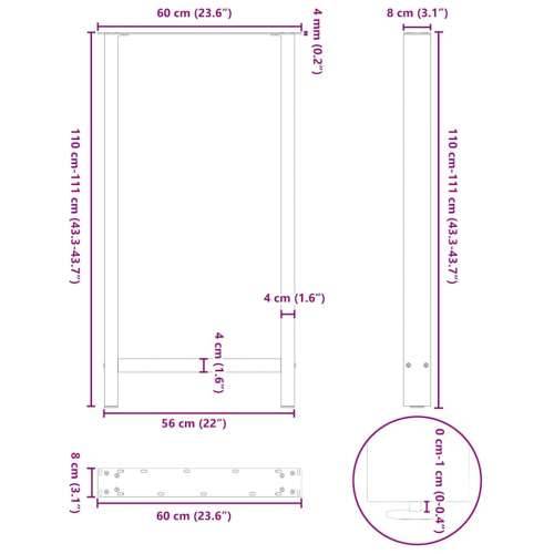 Noge za barski stol Prirodni čelik 2 kom 60 x (110-111) cm Čelik - Prirodna 60 x (110-111) cm 2 1 Cijena