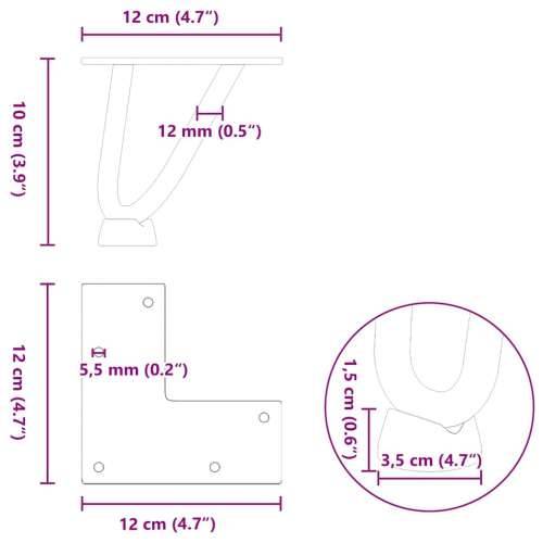 Noge s ukosnicama za stolić za kavu 4 kom. Prirodni čelik 10 cm Puni čelik - Prirodna 10 cm 1 2 rods Cijena