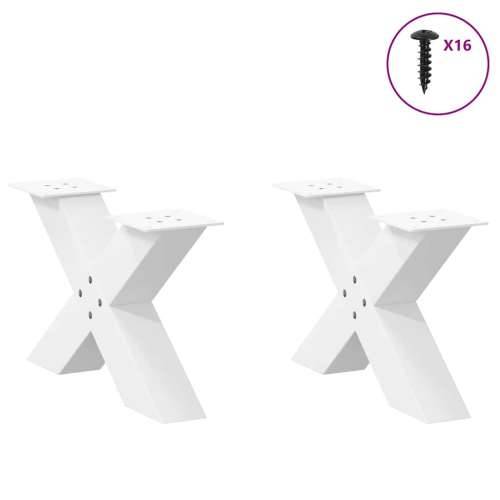 Noge za klub stolić u obliku slova X, 2 kom, bijele, 50 x (30-31) cm, čelik - Bijela 50 x (30-31) cm (80 mm) 2 1 Cijena