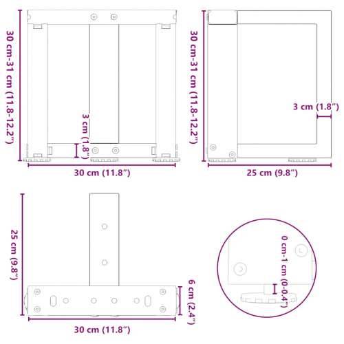 Noge za klub stolić T-oblika 2 kom Bijele 30x25x(30-31) cm Čelik - Bijela 30 x 25 x (30-31) cm 1 Cijena