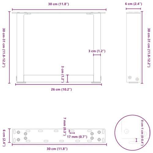 Noge za klub stolić U-oblik 2 kom Prirodni čelik 30 x (30-31) cm Čelik - Prirodna 30 x (30-31) cm 2 1 Cijena