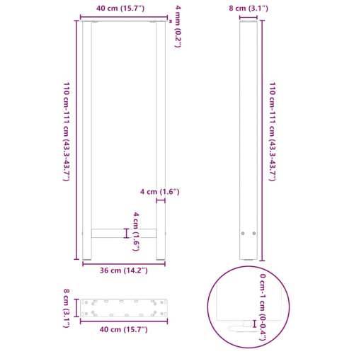 Noge za barski stol Prirodni čelik 2 kom 40 x (110-111) cm Čelik - Prirodna 40 x (110-111) cm 2 1 Cijena