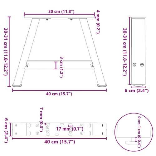 Noge za klub stolić A-oblika 2 kom 40 x (30-31) cm čelik - Prirodna 40 x (30-31) cm 1 Cijena