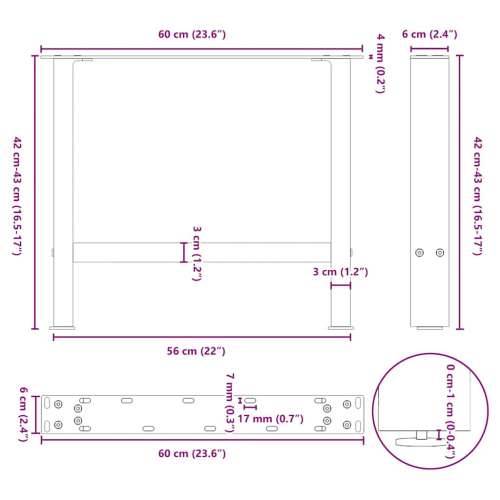 Noge za klub stolić antracit boje 2 kom 60 x (42-43) cm čelik - Antracit 60 x (42-43) cm 2 1 Cijena