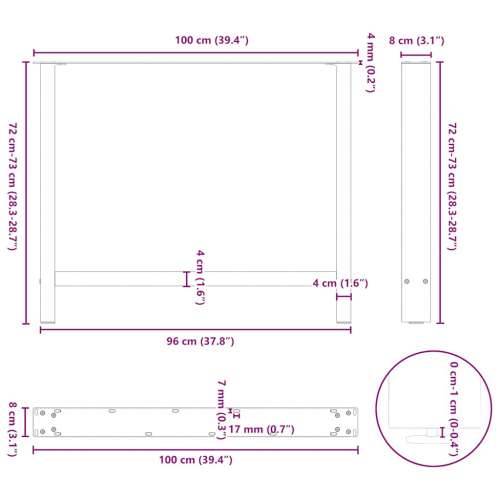 Noge za blagovaonski stol antracit boje 2 kom 100 x (72-73) cm čelik - Antracit 100 x (72-73) cm 2 1 Cijena