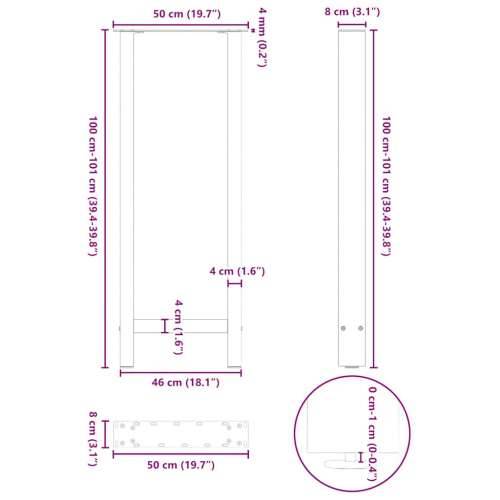 Noge za barski stol Prirodni čelik 2 kom 50 x (100-101) cm Čelik - Prirodna 50 x (100-101) cm 2 1 Cijena