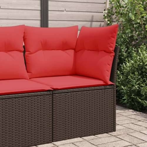 Vrtna sofa kutna s jastucima smeđa poli ratan - Smeđa 1 kutna sofa Cijena