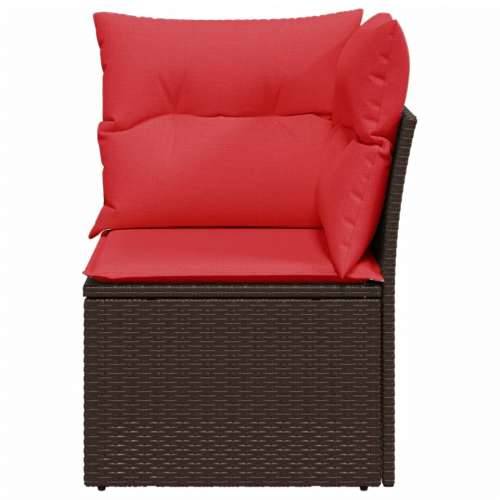 Vrtna sofa kutna s jastucima smeđa poli ratan - Smeđa 1 kutna sofa Cijena