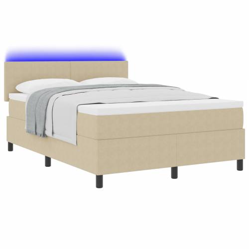 Krevet s uzglavljem s madracem & LED svjetlom Sivi Zeleni 140x200 cm Tkanina od kordure Cijena