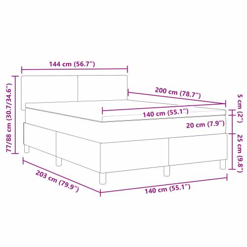 Krevet s uzglavljem s madracem & LED svjetlom Sivi Zeleni 140x200 cm Tkanina od kordure Cijena