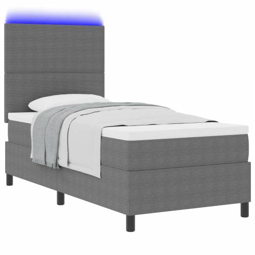 Kutija s oprugom s madracem & LED svjetlom siva 100x200 cm tkanina kordura Cijena