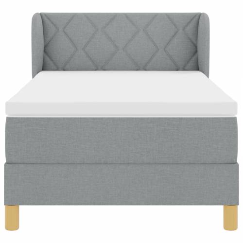 Box Spring Krevet s Madracem - Svjetlosiva, 90x200 cm, Tkanina Cijena