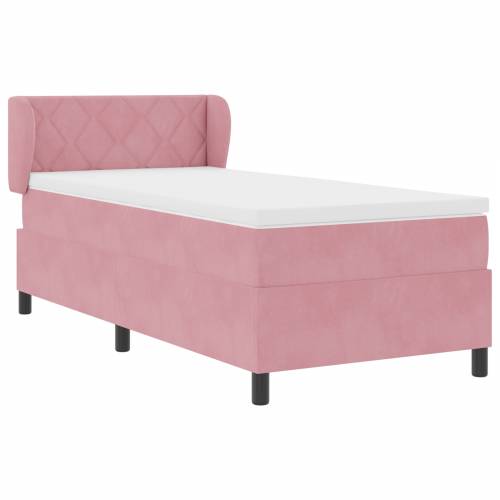 Box Spring krevet s madracem u ružičastoj boji 90x190 cm od baršuna Cijena