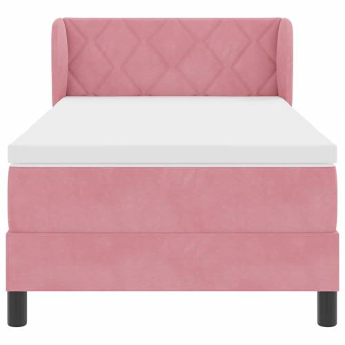 Box Spring krevet s madracem u ružičastoj boji 90x190 cm od baršuna Cijena