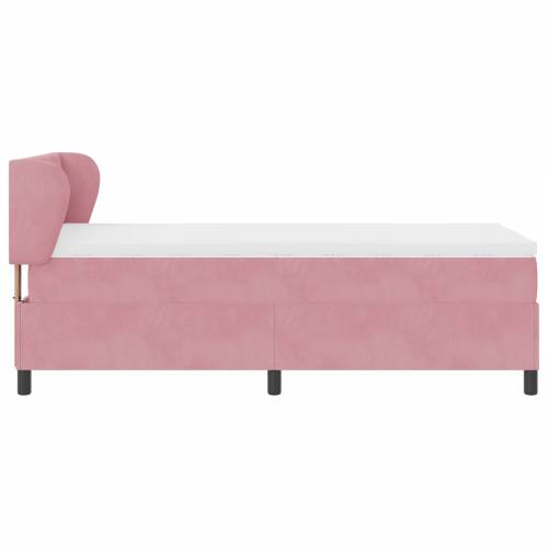 Box Spring krevet s madracem u ružičastoj boji 90x190 cm od baršuna Cijena