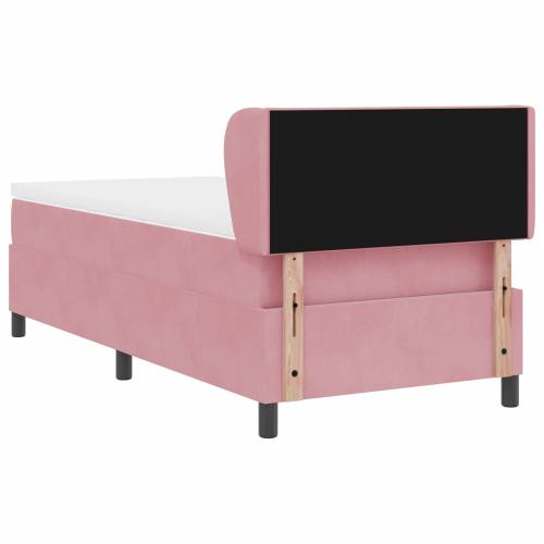 Box Spring krevet s madracem u ružičastoj boji 90x190 cm od baršuna Cijena